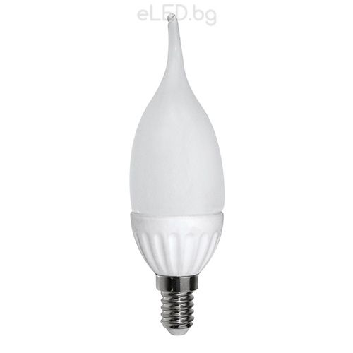 LED крушка пламък 6W Е14 SMD 2700К топло бяла светлина