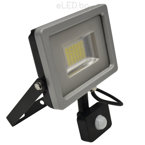 10W LED прожектор сензор SMD IP44 Черно/Сиво Тяло 3000K топло бяла светлина