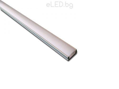 Алуминиев профил за LED лента  17 mm x 7 mm с матиран разсейвател Мидъл 1 м.