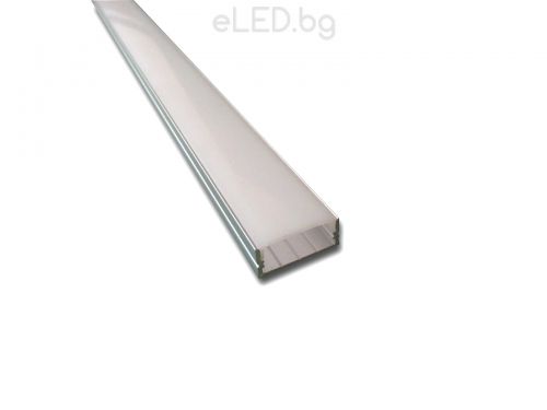 Алуминиев профил за LED лента  23 mm x 10 mm с матиран разсейвател Макси 1 м.