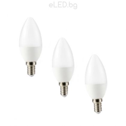 SET 3 x 6.5W LED Bulb Candle BASIS Е14 SMD C37 2700К Warm White Light