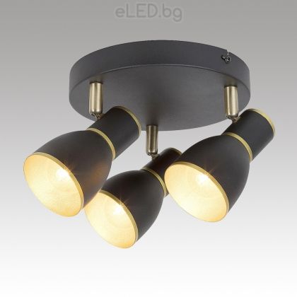 Spot Ceiling Lamp MACKENZIE 3xE14 230V Black matt / Gold