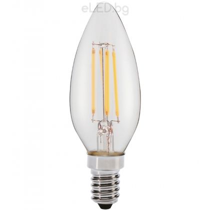4W LED крушка конус Филамент Е14 SMD C37 2700К топло бяла светлина