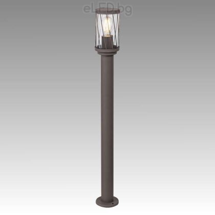Garden lighting unit BUDAPEST 1 x E27, Brown metal / Transparent plastic