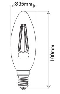 4W LED крушка конус Филамент E27 6400К студено бяла светлина
