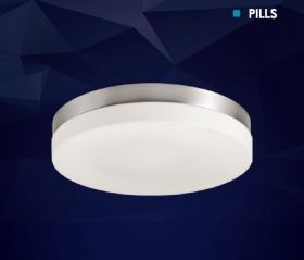 Лампа за баня PILLS 1xE27 никел сатен / бял мат