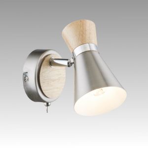Spot Lamp  AERON 1xE14 230V Nikel Satin / Wood / Chrome