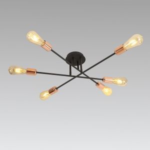Spot Lamp DARIA 6xE27 230V Black metal / Copper