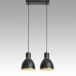 Hanging Ceiling Lamp MACKENZIE 2xE27 230V Black matt / Gold