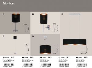 Table Lamp MONICA 1xE27 230V Black fabrics / Gold