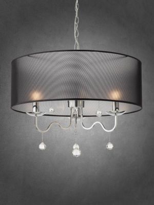 Hanging Ceiling Lamp BELLARIA 5xE14 Metal / Crystal / Fabric