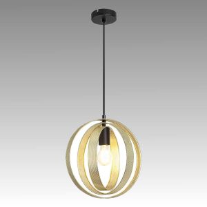 Hanging lamp HARLOW with bulb 1 x E27, Black-matt metal / Gold