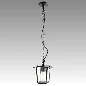 Hanging garden lighting unit TAVERNA 1 x E27, Black aluminum / Transparent plastic