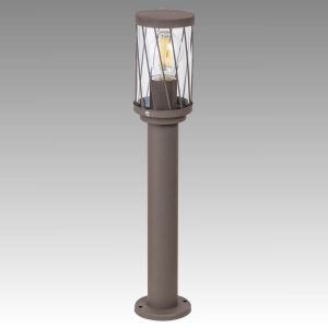 Garden lighting unit BUDAPEST 1 x E27, Brown metal / Transparent plastic